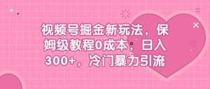 视频号掘金新玩法，保姆级教程0成本，日入300+，冷门暴力引流倾城领域-倾城领域