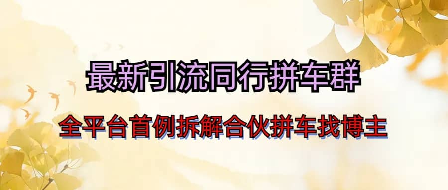 最新引流同行拼车群合伙拼车找博主日引百人新玩法倾城领域-倾城领域