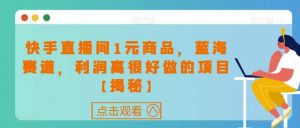 快手直播间1元商品，蓝海赛道，利润高很好做的项目【揭秘】倾城领域-倾城领域