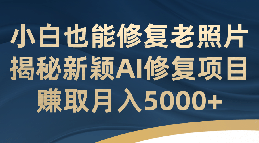小白也能修复老照片！揭秘新颖AI修复项目，赚取月入5000+倾城领域-倾城领域