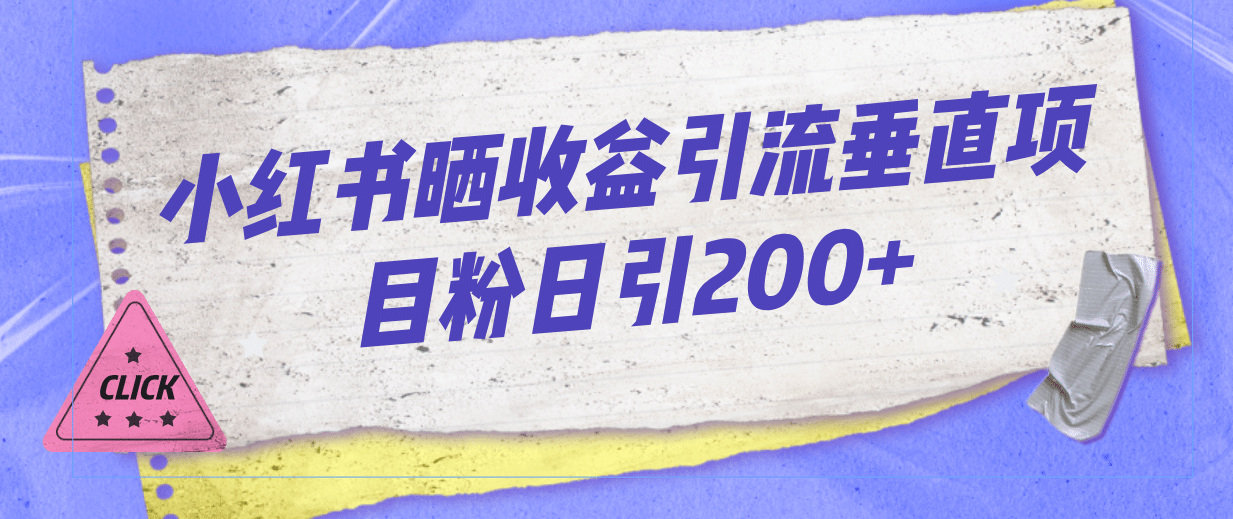 小红书晒收益图引流垂直项目粉日引200+倾城领域-倾城领域