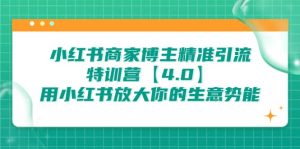 小红书商家 博主精准引流特训营【4.0】用小红书放大你的生意势能倾城领域-倾城领域