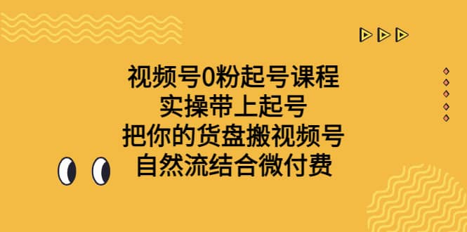 视频号0粉起号课程 实操带上起号 把你的货盘搬视频号 自然流结合微付费倾城领域-倾城领域