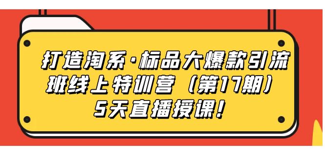 打造淘系·标品大爆款引流班线上特训营5天直播授课！倾城领域-倾城领域