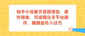 知乎小说推文变现项目：操作简单，可流程化多平台操作，赚佣金月入过万倾城领域-倾城领域