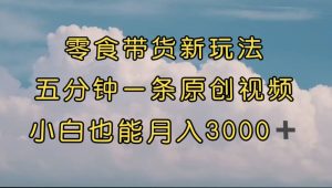 零食带货新玩法，5分钟一条原创视频，新手小白也能轻松月入3000+ （教程）倾城领域-倾城领域