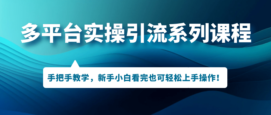 多平台实操引流系列课程，手把手教学，新手小白看完也可轻松上手引流操作倾城领域-倾城领域