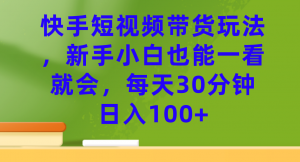 快手短视频带货玩法，新手小白也能一看就会，每天30分钟日入100+倾城领域-倾城领域