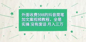 外面收费598抖音简笔加文案教程，全是实操 没有废话 月入三万（教程+资料）倾城领域-倾城领域
