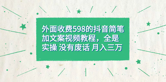 外面收费598抖音简笔加文案教程,全是实操 没有废话 月入三万(教程+资料)倾城领域-倾城领域