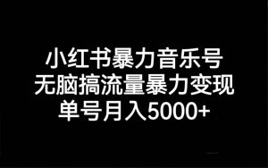 小红书暴力音乐号，无脑搞流量暴力变现，单号月入5000+倾城领域-倾城领域
