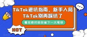 TikTok·避坑指南，新手入局Tk别再踩坑了（10节课）倾城领域-倾城领域