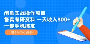 闲鱼实战操作项目，售卖考研资料 一天收入800+一部手机搞定（附1475G资料）倾城领域-倾城领域