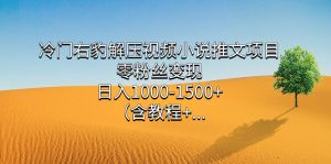 冷门右豹解压视频小说推文项目，零粉丝变现，日入1000-1500+（含教程）倾城领域-倾城领域