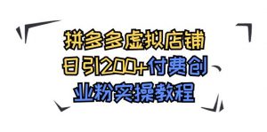 拼多多虚拟店铺日引200+付费创业粉实操教程倾城领域-倾城领域