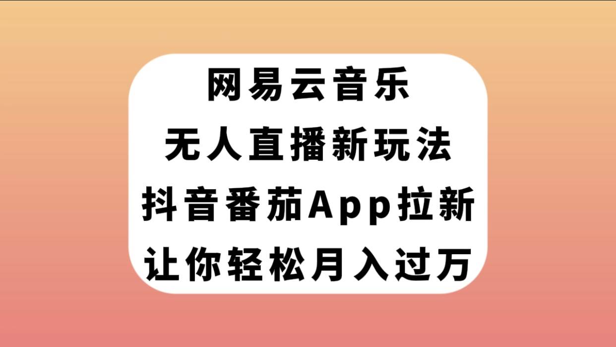 网易云音乐无人直播新玩法，抖音番茄APP拉新，让你轻松月入过万倾城领域-倾城领域