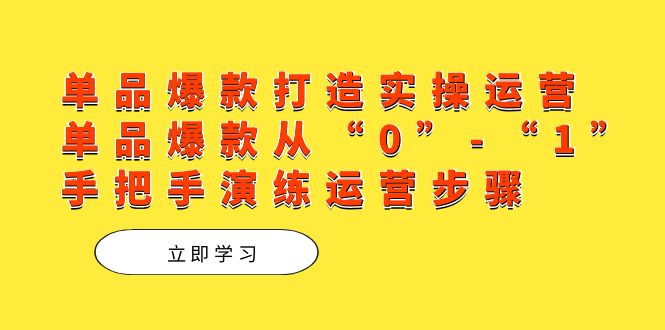 单品爆款打造实操运营，单品爆款从“0”-“1”手把手演练运营步骤倾城领域-倾城领域