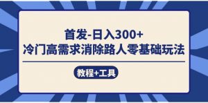 首发日入300+  冷门高需求消除路人零基础玩法（教程+工具）倾城领域-倾城领域