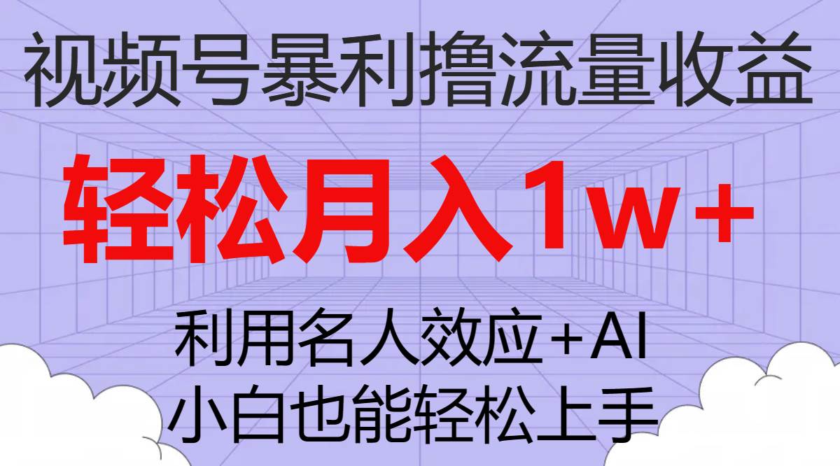视频号暴利撸流量收益，小白也能轻松上手，轻松月入1w+倾城领域-倾城领域