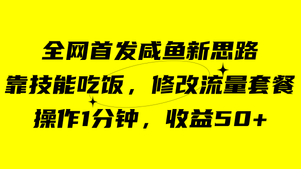 咸鱼冷门新玩法，靠“技能吃饭”，修改流量套餐，操作1分钟，收益50+倾城领域-倾城领域