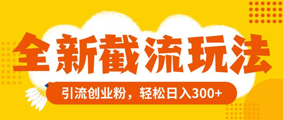 全新截流玩法，精准引流创业粉，轻松日入300+倾城领域-倾城领域
