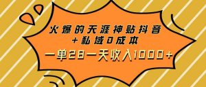 火爆的天涯神贴抖音+私域0成本一单28一天收入1000+倾城领域-倾城领域