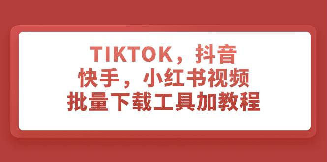 TIKTOK，抖音，快手，小红书视频批量下载工具加教程倾城领域-倾城领域