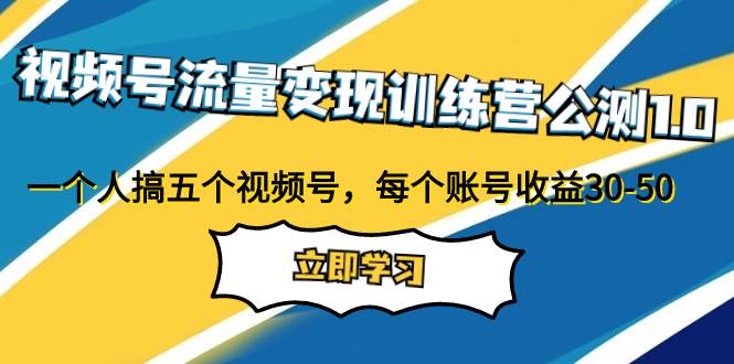 视频号流量变现训练营公测1.0：一个人搞五个视频号，每个账号收益30-50倾城领域-倾城领域