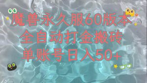 魔兽永久60服全新玩法，收益稳定单机日入200+，可以多开矩阵操作。倾城领域-倾城领域