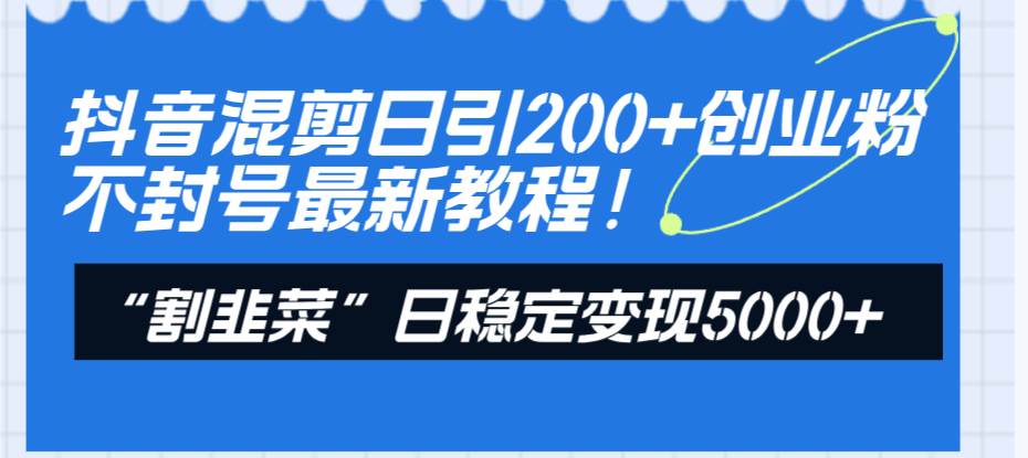 抖音混剪日引200+创业粉不封号最新教程！“割韭菜”日稳定变现5000+！倾城领域-倾城领域