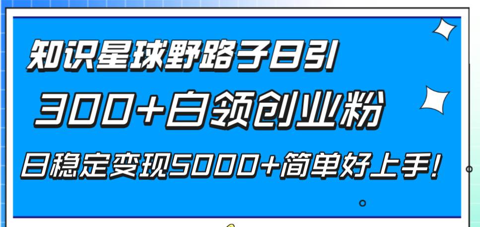 知识星球野路子日引300+白领创业粉，日稳定变现5000+简单好上手！倾城领域-倾城领域