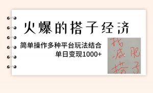 火爆的搭子经济，简单操作多种平台玩法结合，单日变现1000+倾城领域-倾城领域