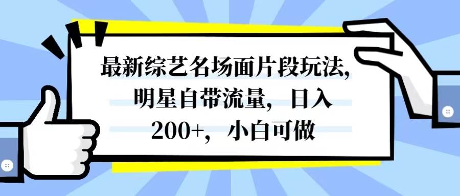 最新综艺名场面片段玩法，明星自带流量，日入200+，小白可做倾城领域-倾城领域