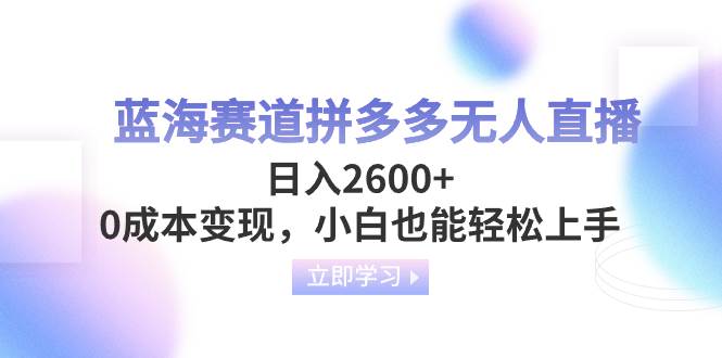 蓝海赛道拼多多无人直播，日入2600+，0成本变现，小白也能轻松上手倾城领域-倾城领域