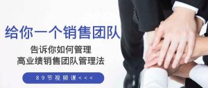 给你一个销售团队，告诉你如何管理，高业绩销售团队管理法（89节课）倾城领域-倾城领域