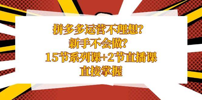 拼多多运营不理想？新手不会做？15节系列课+2节直播课，直接掌握倾城领域-倾城领域