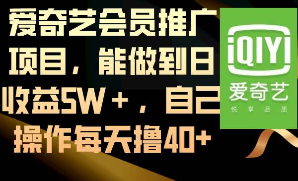爱奇艺会员推广项目，能做到日收益5W＋，自己操作每天撸40+倾城领域-倾城领域