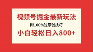 视频号掘金，小白轻松日入800+（附100%过原创技巧）倾城领域-倾城领域