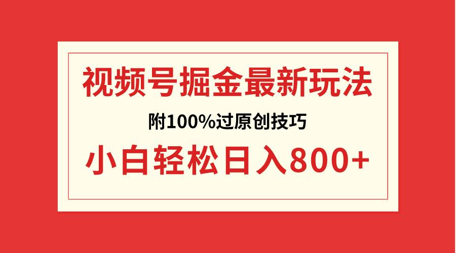 视频号掘金，小白轻松日入800+（附100%过原创技巧）倾城领域-倾城领域