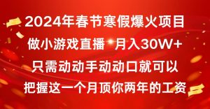 2024年春节寒假爆火项目，普通小白如何通过小游戏直播做到月入30W+倾城领域-倾城领域