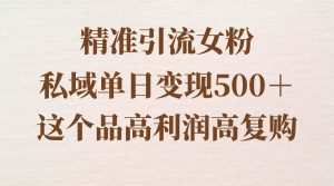 精准引流女粉，私域单日变现500＋，高利润高复购，保姆级实操教程分享倾城领域-倾城领域