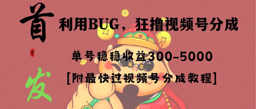 全网独家首发，视频号BUG，超短期项目，单号每日净收益300-5000！倾城领域-倾城领域