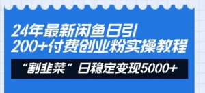 24年最新闲鱼日引200+付费创业粉，割韭菜每天5000+收益实操教程！倾城领域-倾城领域
