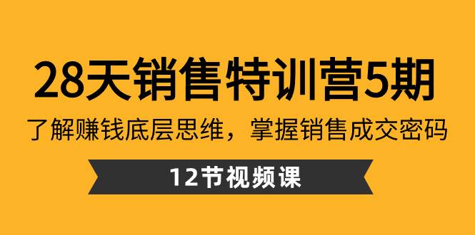 28天·销售特训营5期：了解赚钱底层思维，掌握销售成交密码（12节课）倾城领域-倾城领域