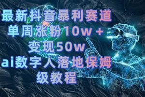 最新抖音暴利赛道，单周涨粉10w＋变现50w的ai数字人落地保姆级教程倾城领域-倾城领域