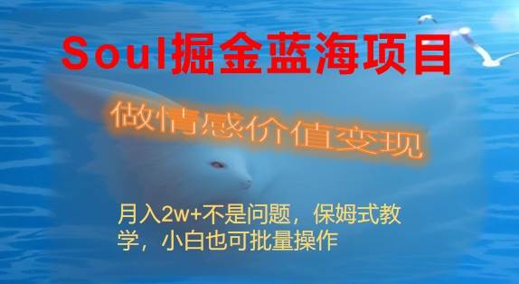 Soul掘金蓝海项目细分赛道，做情感价值变现，月入2w+不是问题倾城领域-倾城领域