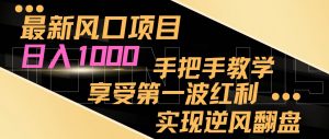 最新风口项目，日入过千，抓住当下风口，享受第一波红利，实现逆风翻盘倾城领域-倾城领域
