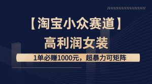 【淘宝小众赛道】高利润女装：1单必赚1000元，超暴力可矩阵倾城领域-倾城领域