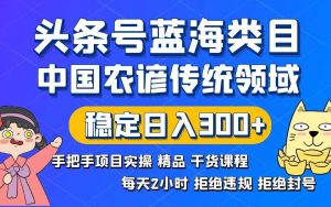 头条号蓝海类目传统和农谚领域实操精品课程拒绝违规封号稳定日入300+倾城领域-倾城领域