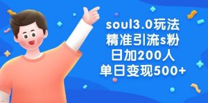 soul3.0玩法精准引流s粉，日加200人单日变现500+倾城领域-倾城领域